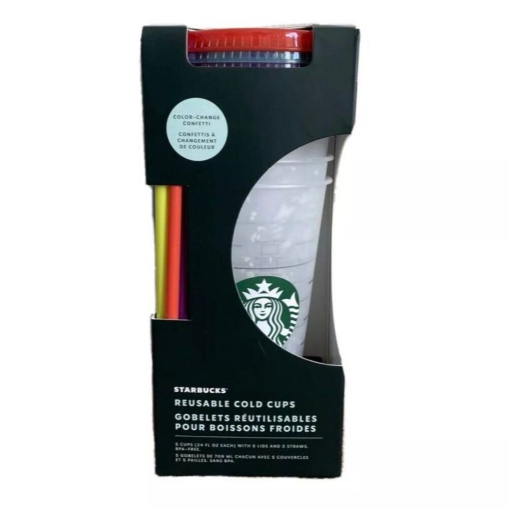 Starbucks Reusable Cold Cups Color Changing Venti Straws Set of 5 2021 NEW